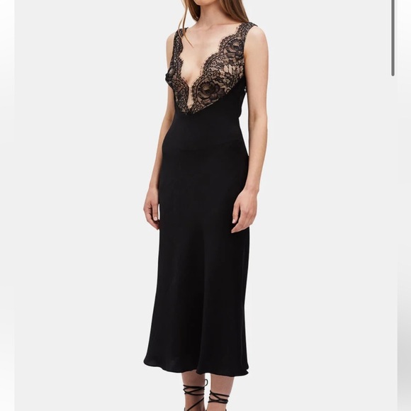 Bardot Black Lace Silky Slip Dress - Picture 3 of 16